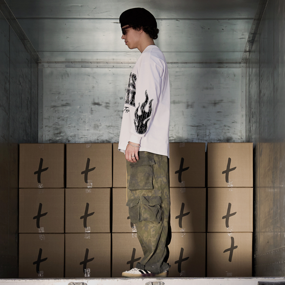 "Flame" Longsleeve, White#114593