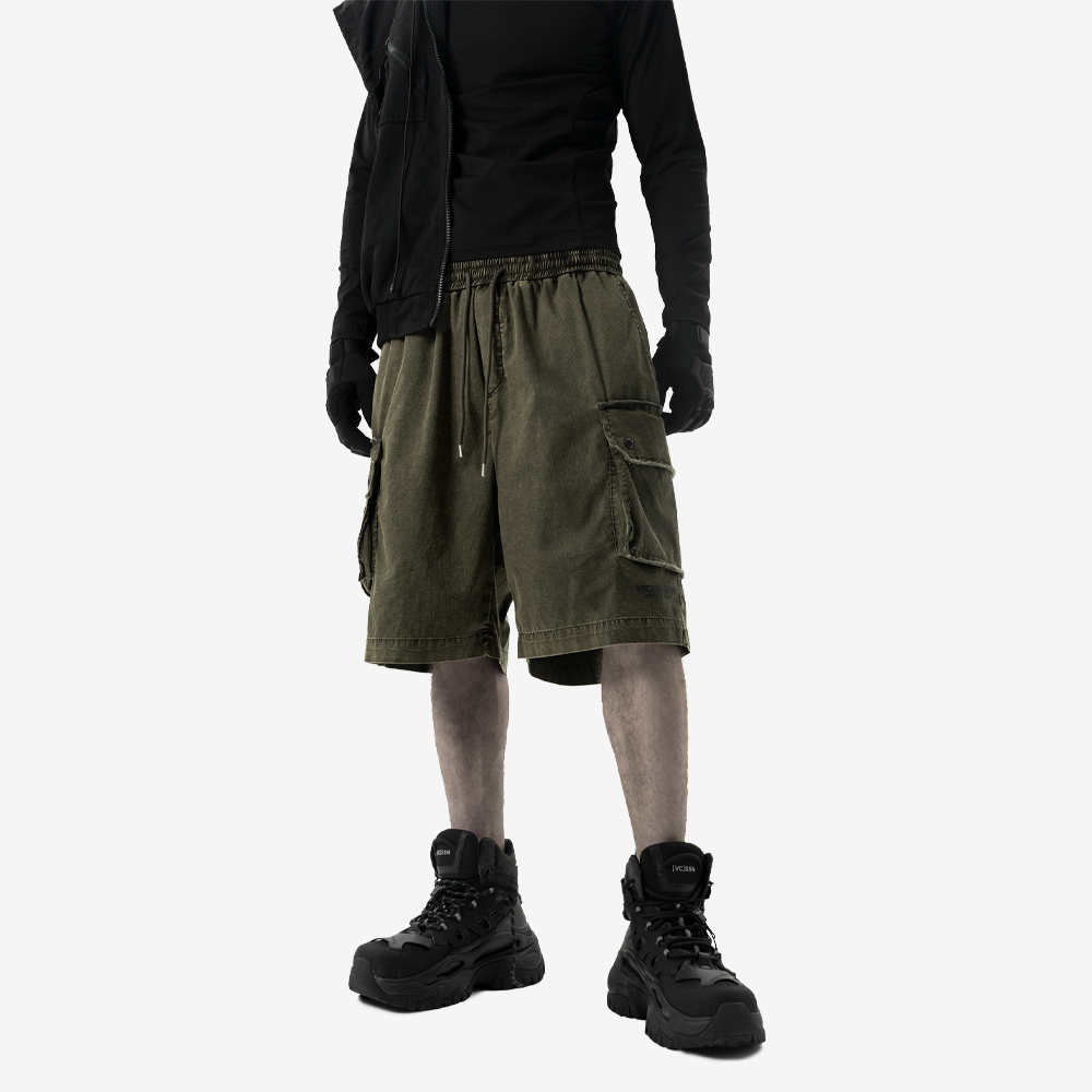 WET MOSS Baggy Shorts, Green#114873