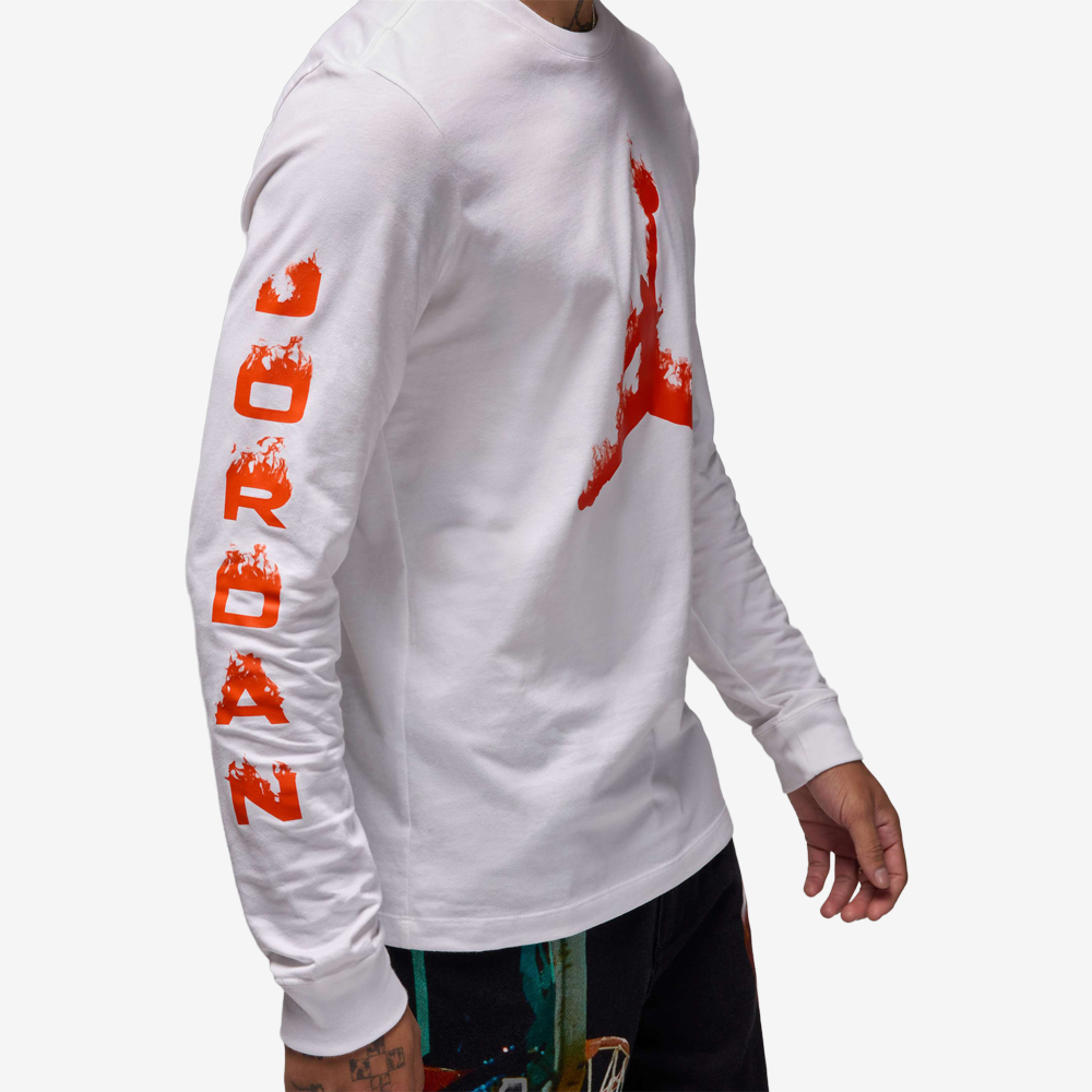 Flame Jumpman Longsleeve, White/Team Orange/Team Orange#114314
