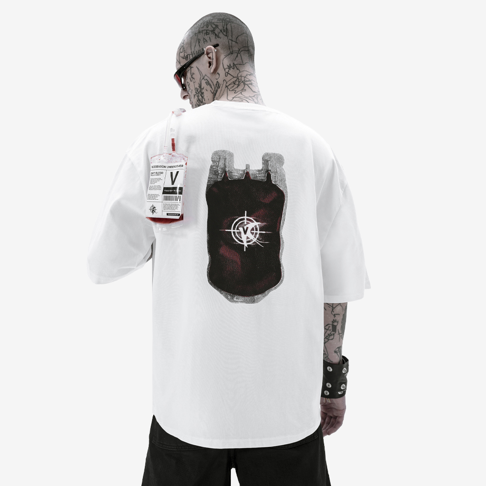 DIRTY BLOOD T-Shirt, White/Black/Red