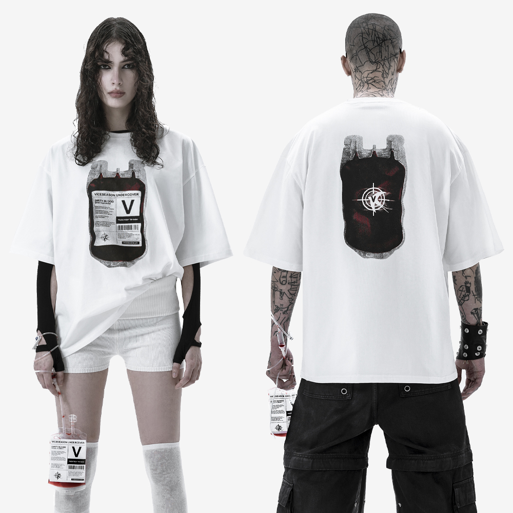 DIRTY BLOOD T-Shirt, White/Black/Red#114830
