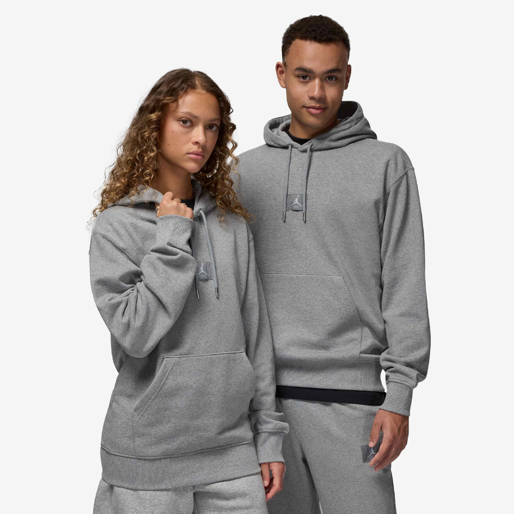 Flight Fleece Pullover Hoodie, Grey Heather/White#109755