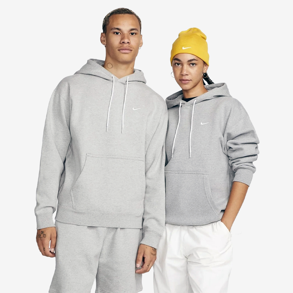NRG Solo Swoosh Fleece Hoodie, Dk Grey Heather/White#114463