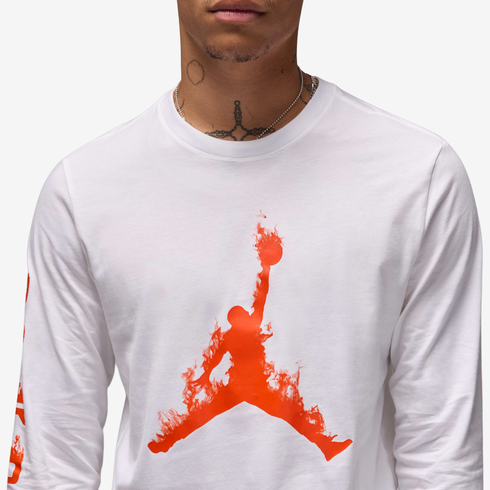 Flame Jumpman Longsleeve, White/Team Orange/Team Orange#114313