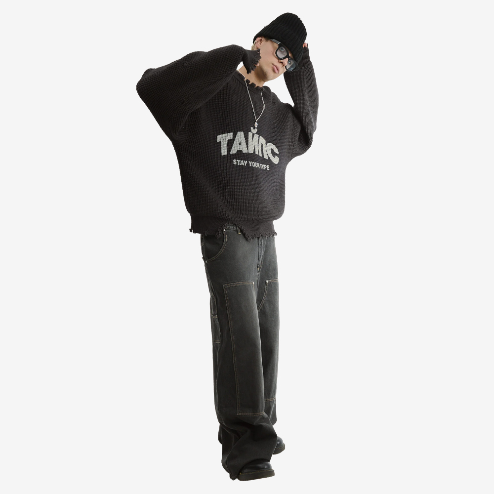 "Vintage Wide" Jeans, Gray#112691