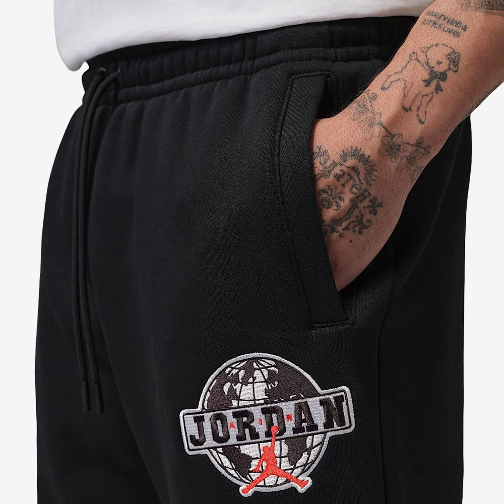 Brooklyn Embroirded Fleece Pants, Black/Chile Red#115247