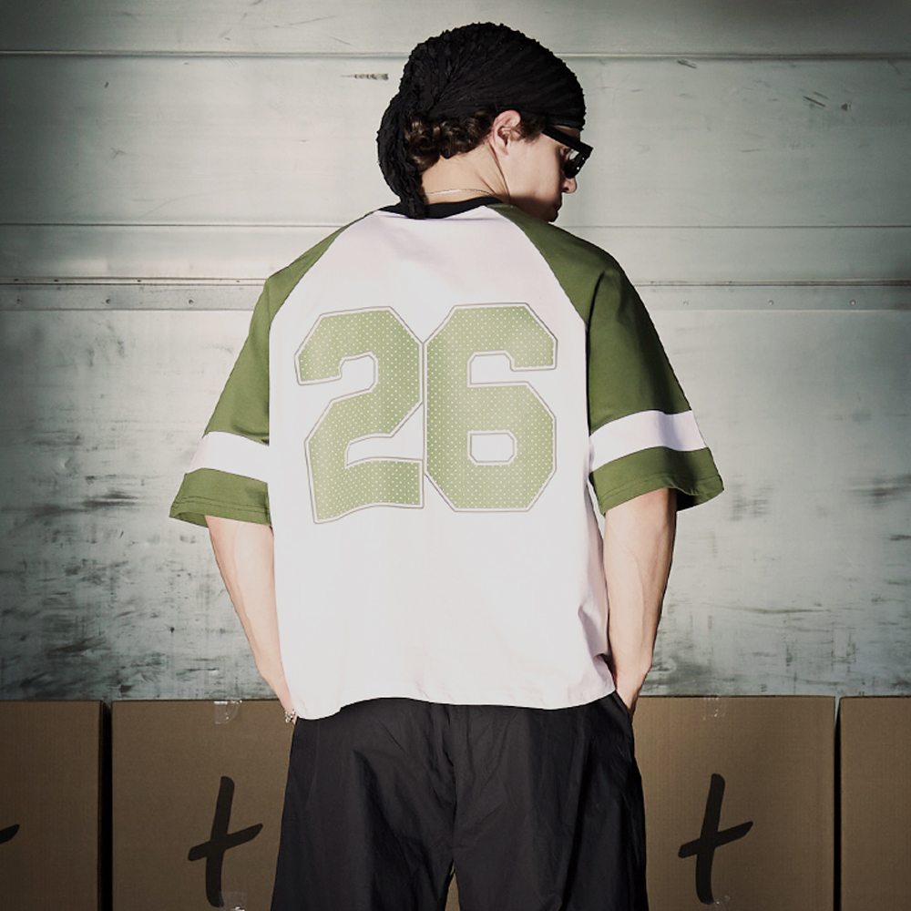 "Old School" T-Shirt, White/Green#114617