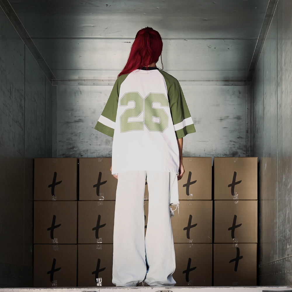 "Old School" T-Shirt, White/Green#114620