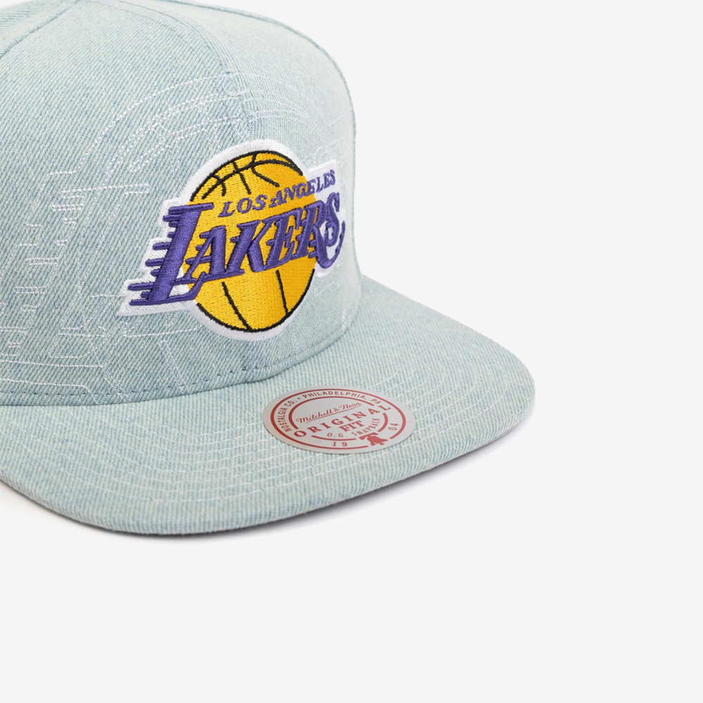Los Angeles Lakers NBA Denim Stitcher Snapback, Light Blue#113693
