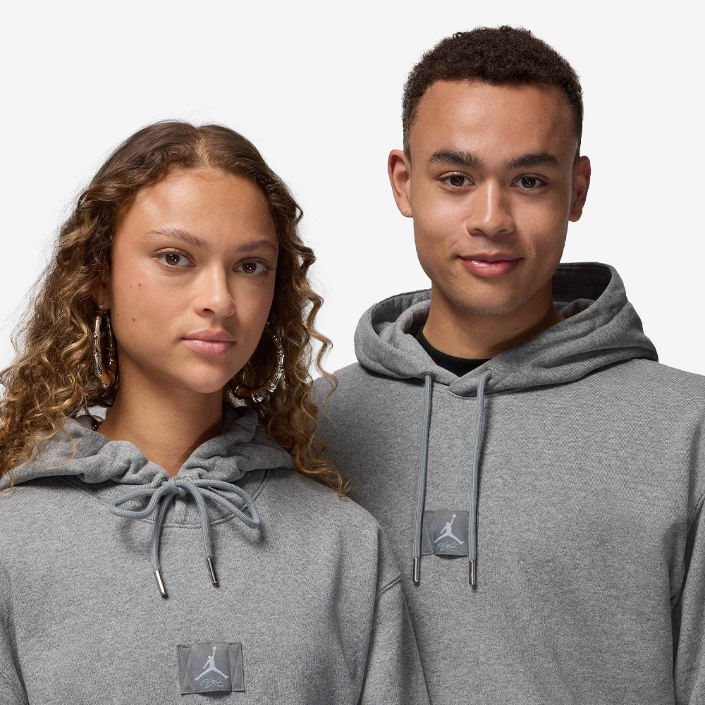 Flight Fleece Pullover Hoodie, Grey Heather/White#109756