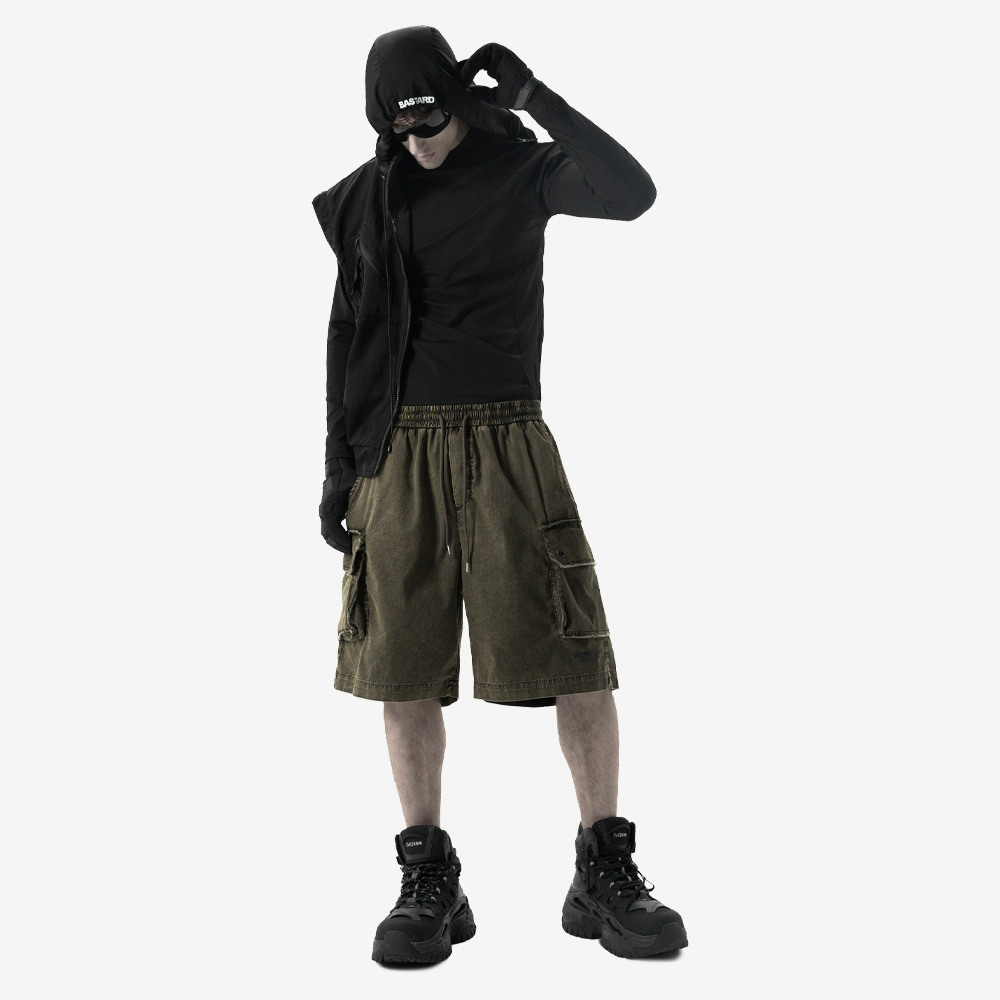 WET MOSS Baggy Shorts, Green#114875
