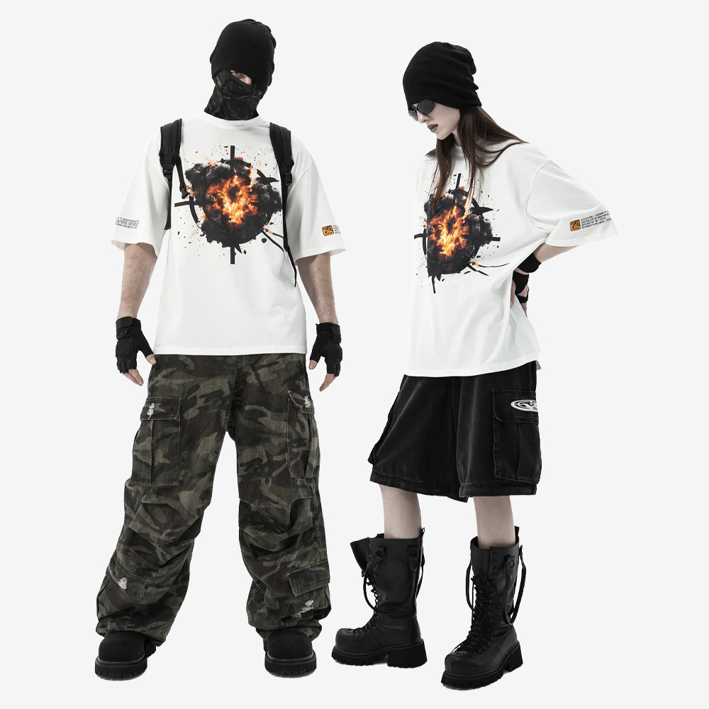 DETONATE Tee, White/Black/Orange