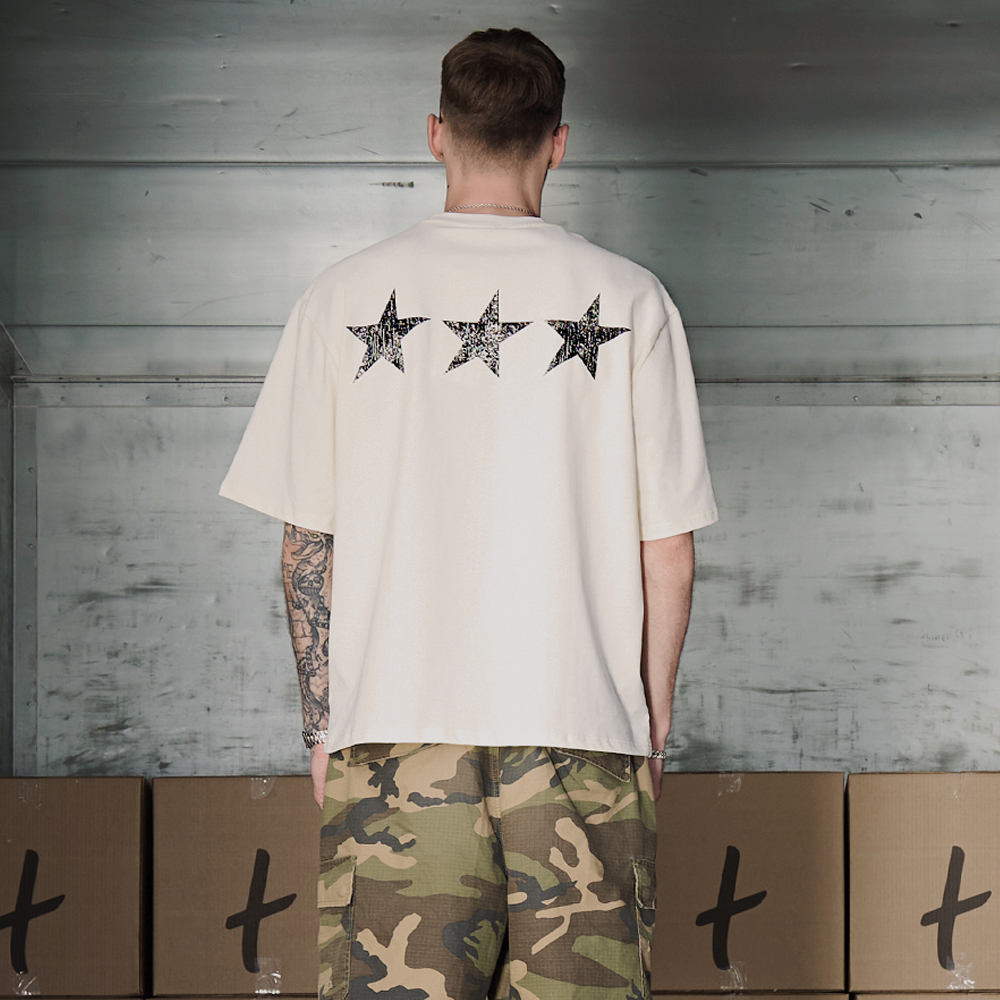 "Stars" T-Shirt, White/Black#114624