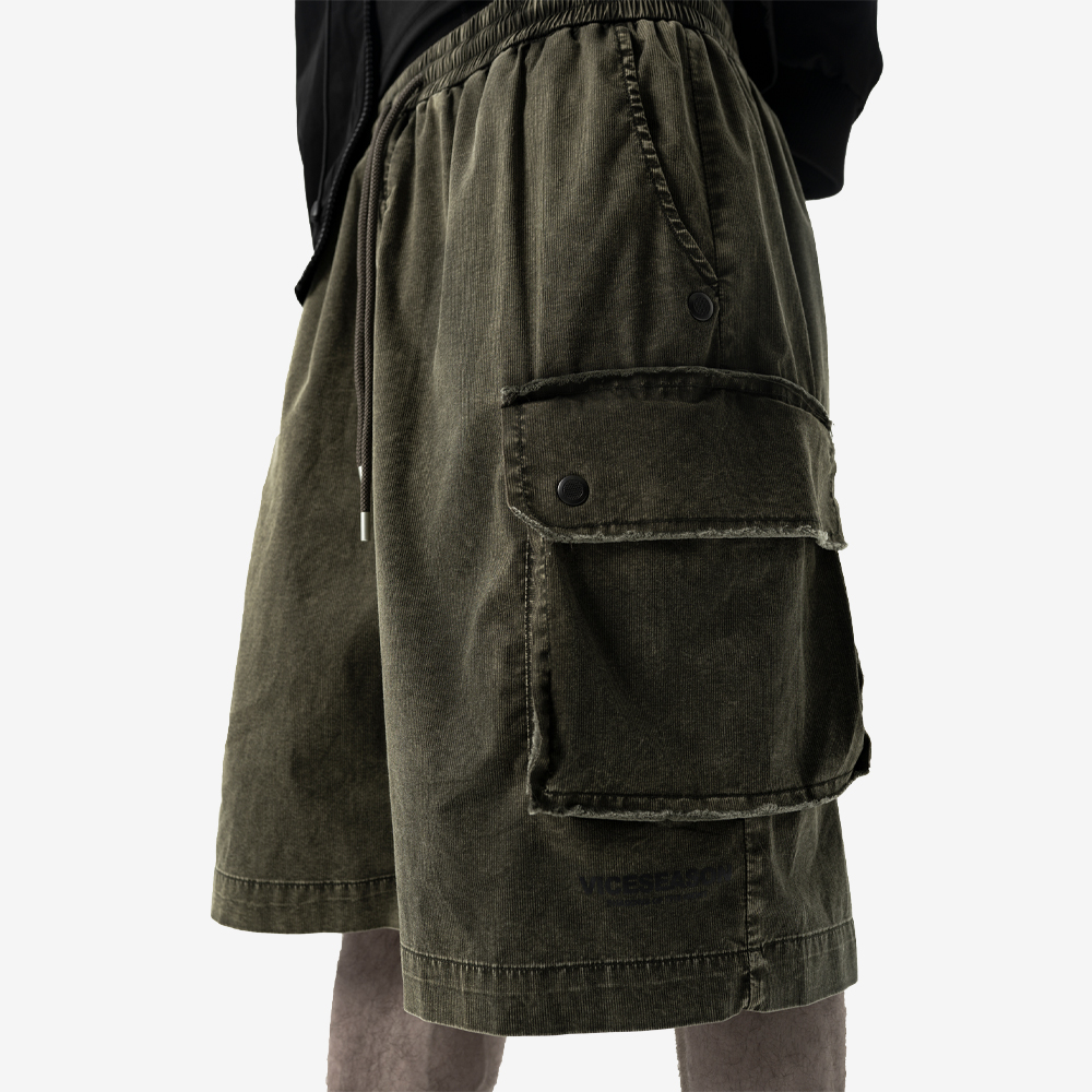 WET MOSS Baggy Shorts, Green#114878