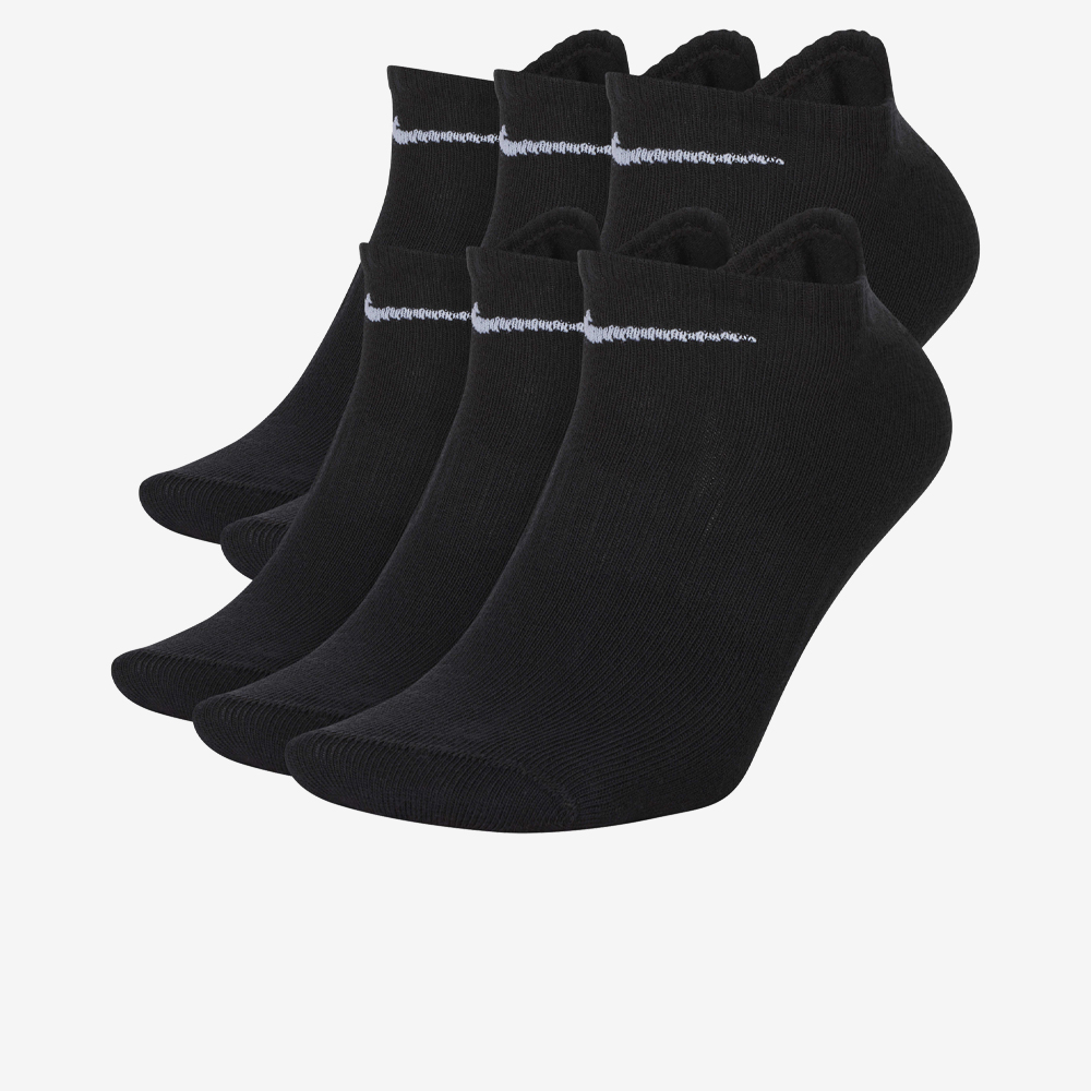 Everyday Lightweight Training No-Show Socks 6Pr, Black/White