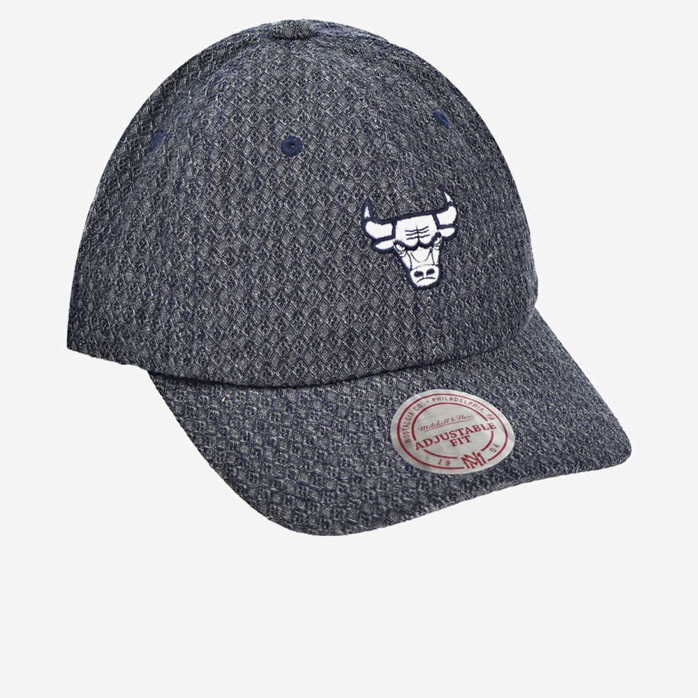 Chicago Bulls NBA Reverse Denim Slouch Strapback, Navy/Black#113611