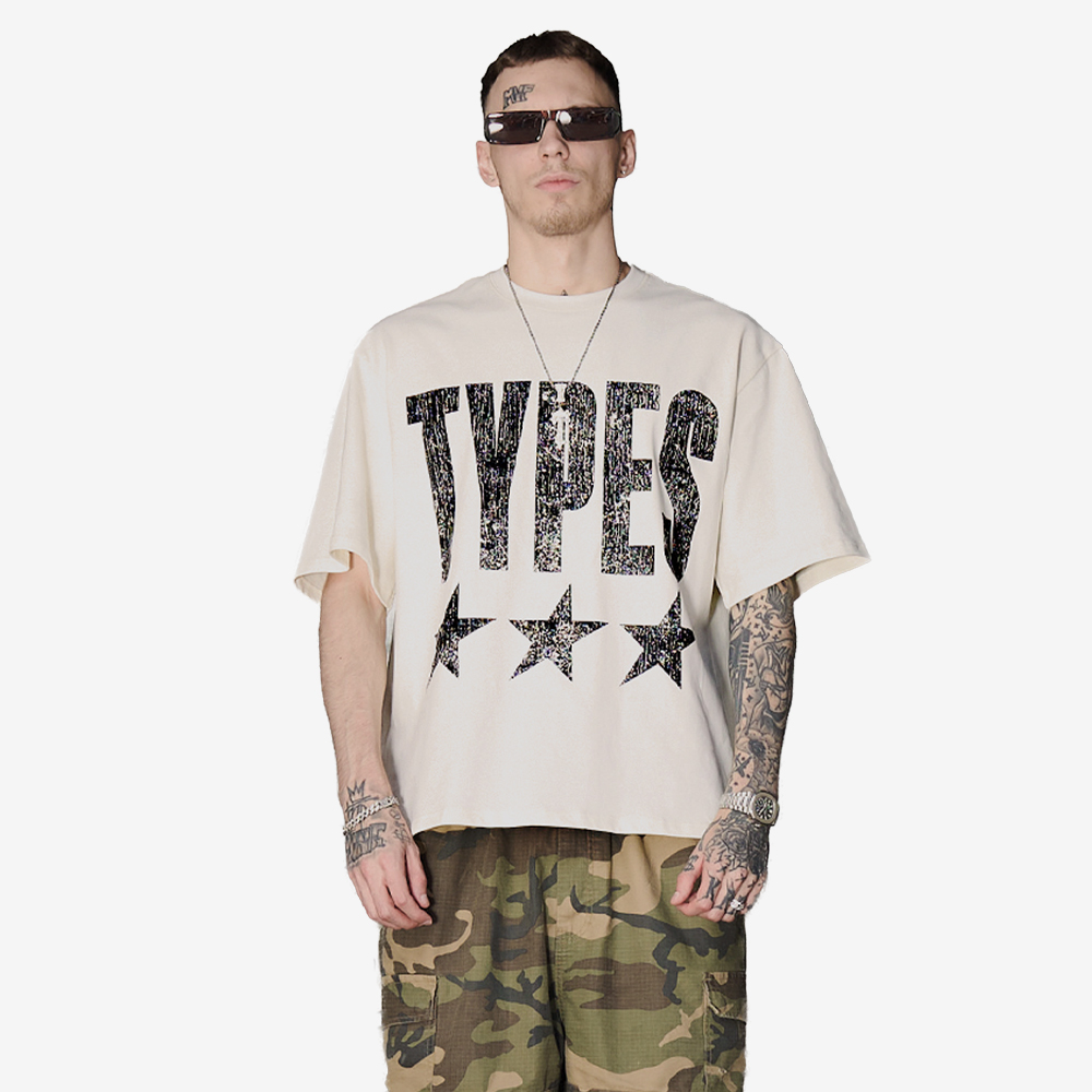 "Stars" T-Shirt, White/Black#114622