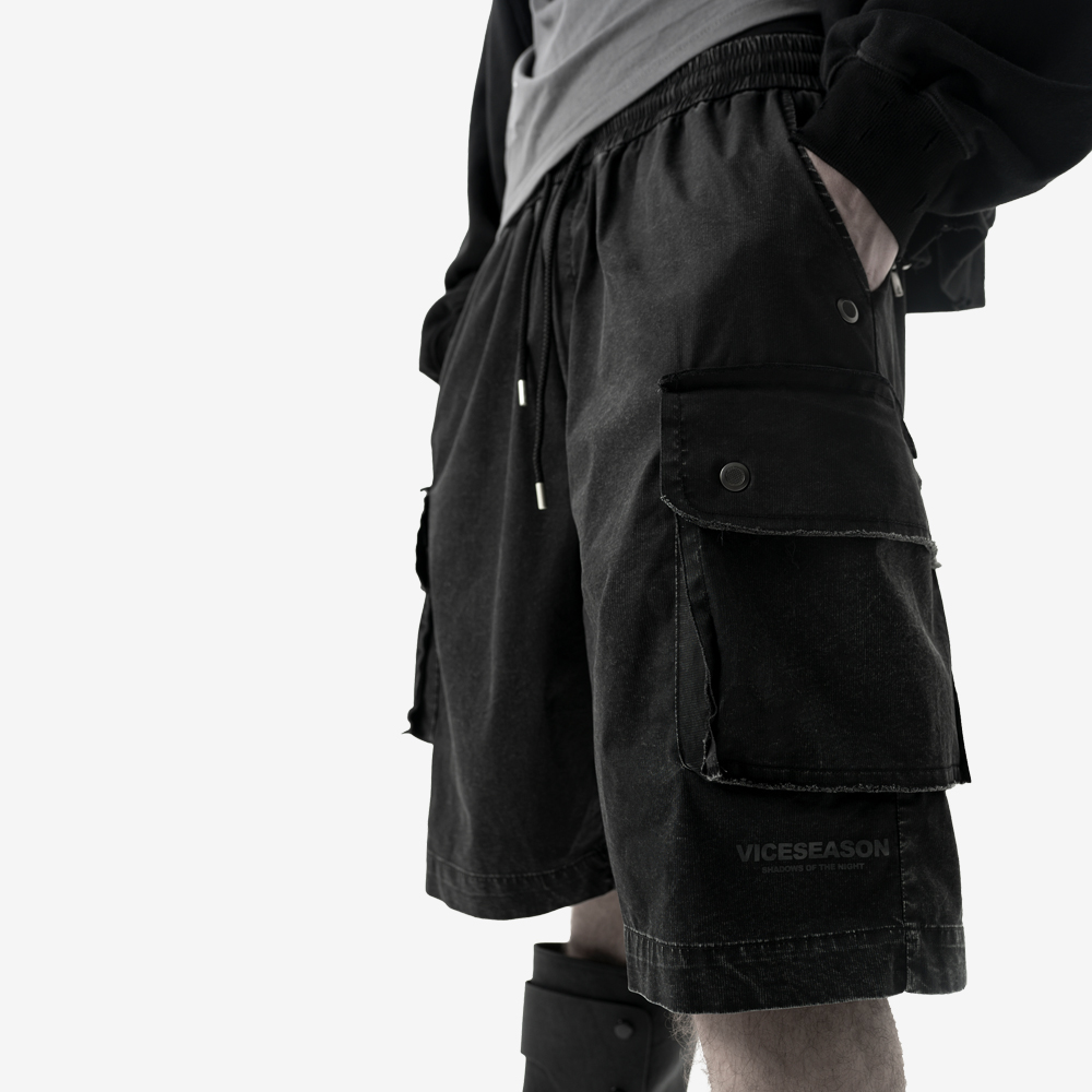 WET STONE Baggy Shorts, Black#114849