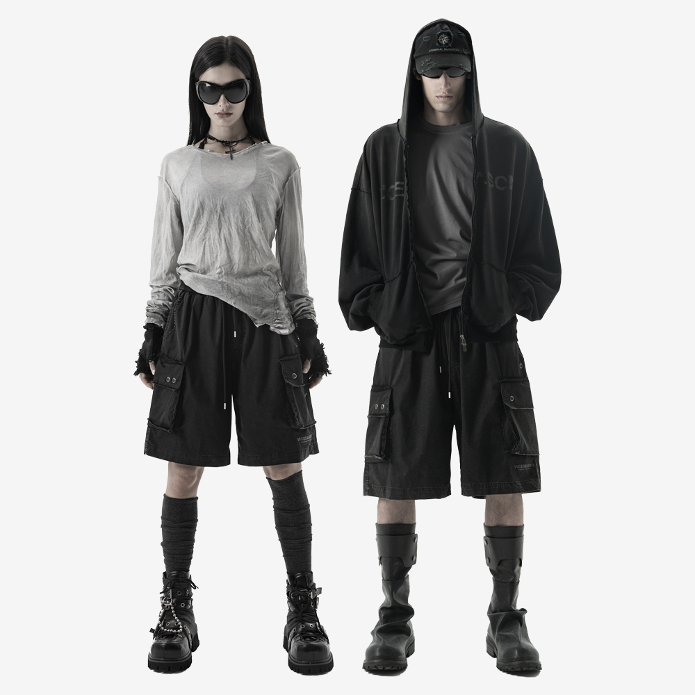 WET STONE Baggy Shorts, Black