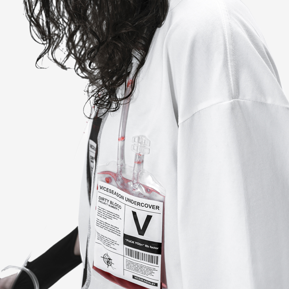DIRTY BLOOD T-Shirt, White/Black/Red#114834