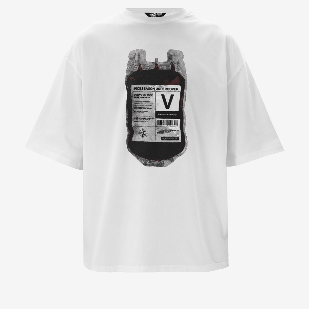 DIRTY BLOOD T-Shirt, White/Black/Red#114835