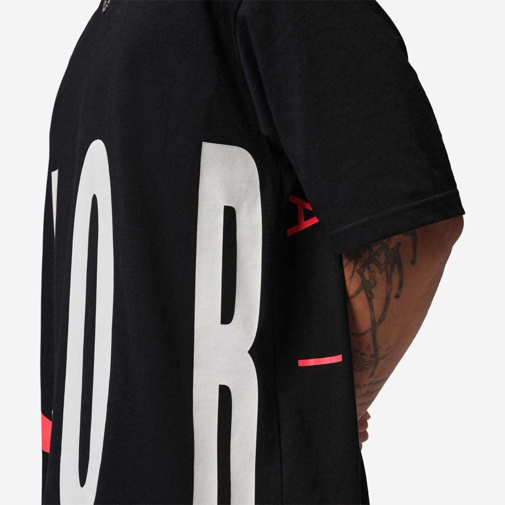 Round Scripture Oversized T-Shirt, Black/Infrared 23#113957