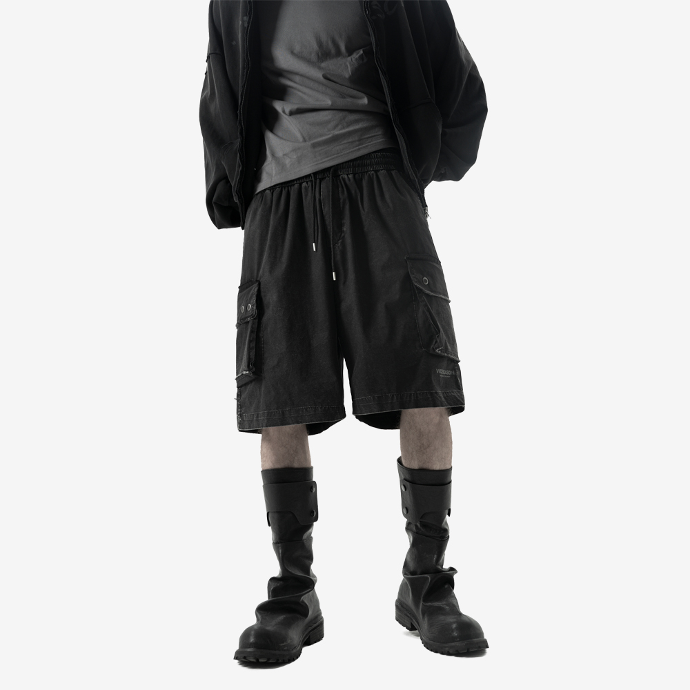 WET STONE Baggy Shorts, Black#114846