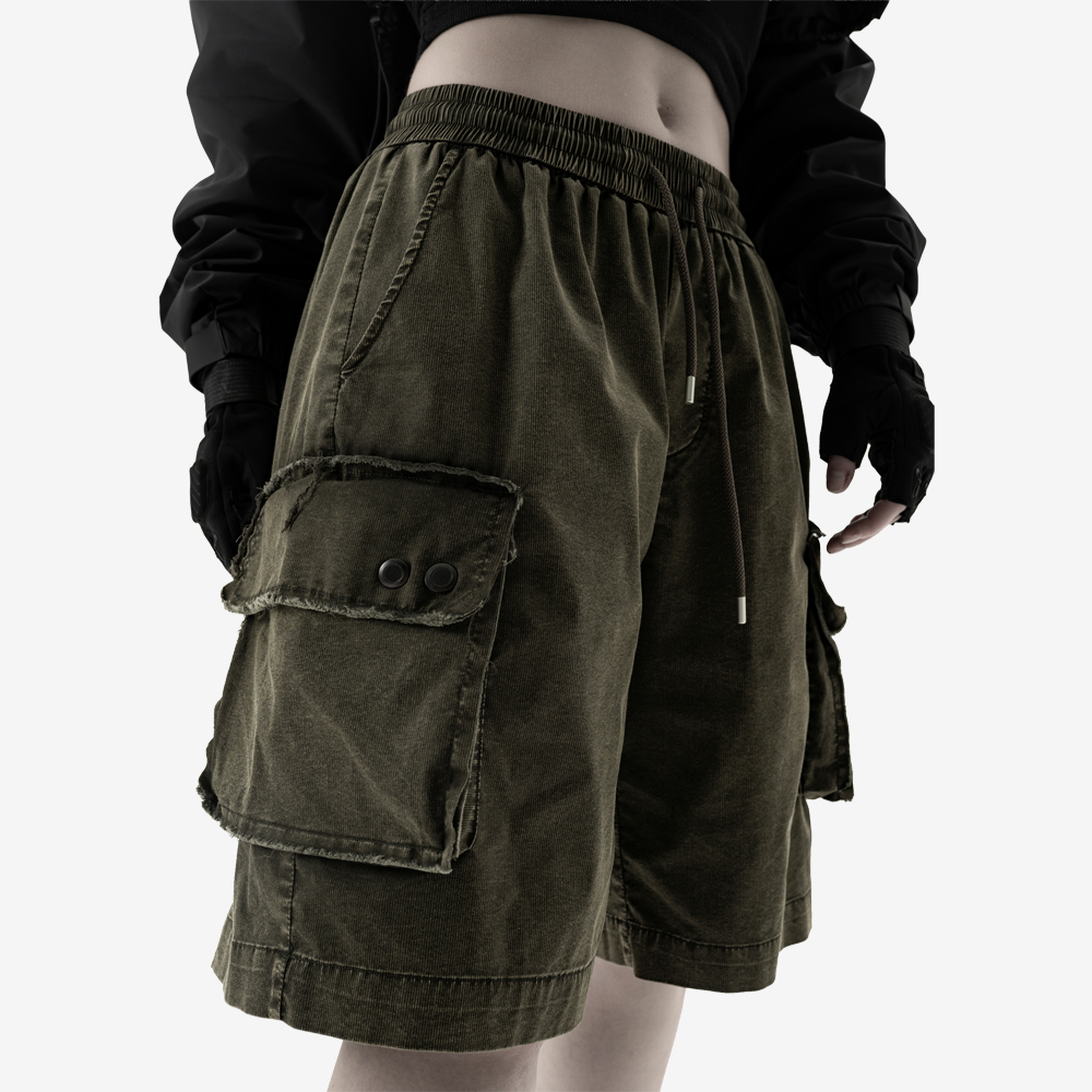 WET MOSS Baggy Shorts, Green#114879
