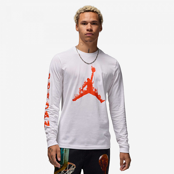 Flame Jumpman Longsleeve, White/Team Orange/Team Orange