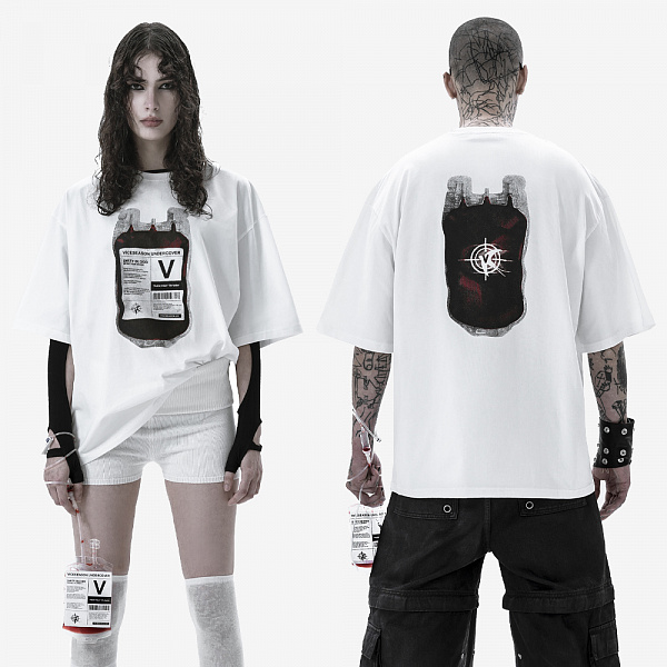 DIRTY BLOOD T-Shirt, White/Black/Red