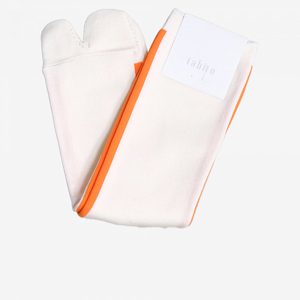 Tabi Line Socks, Natural/Orange