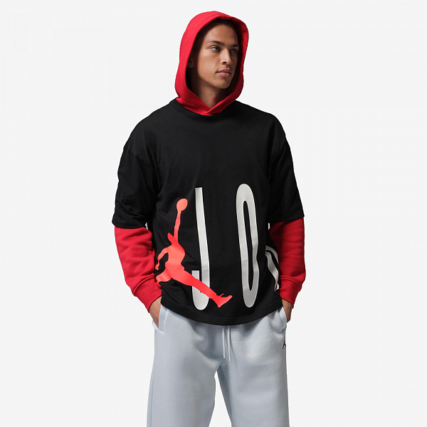 Round Scripture Oversized T-Shirt, Black/Infrared 23