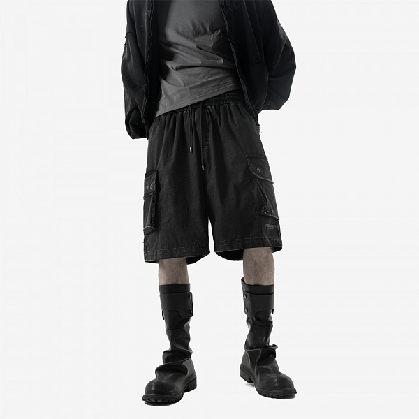 WET STONE Baggy Shorts, Black