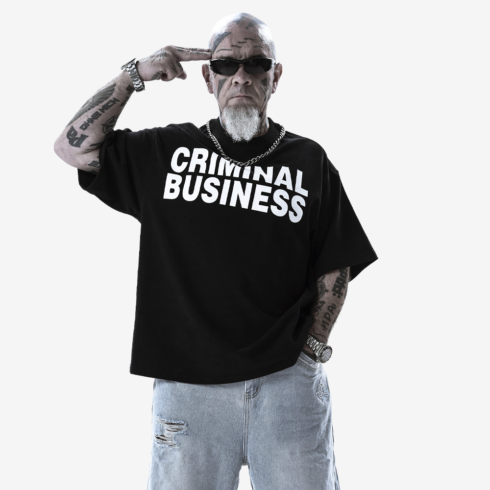 CRIMINAL BUSINESS Tee, Black/White#112966