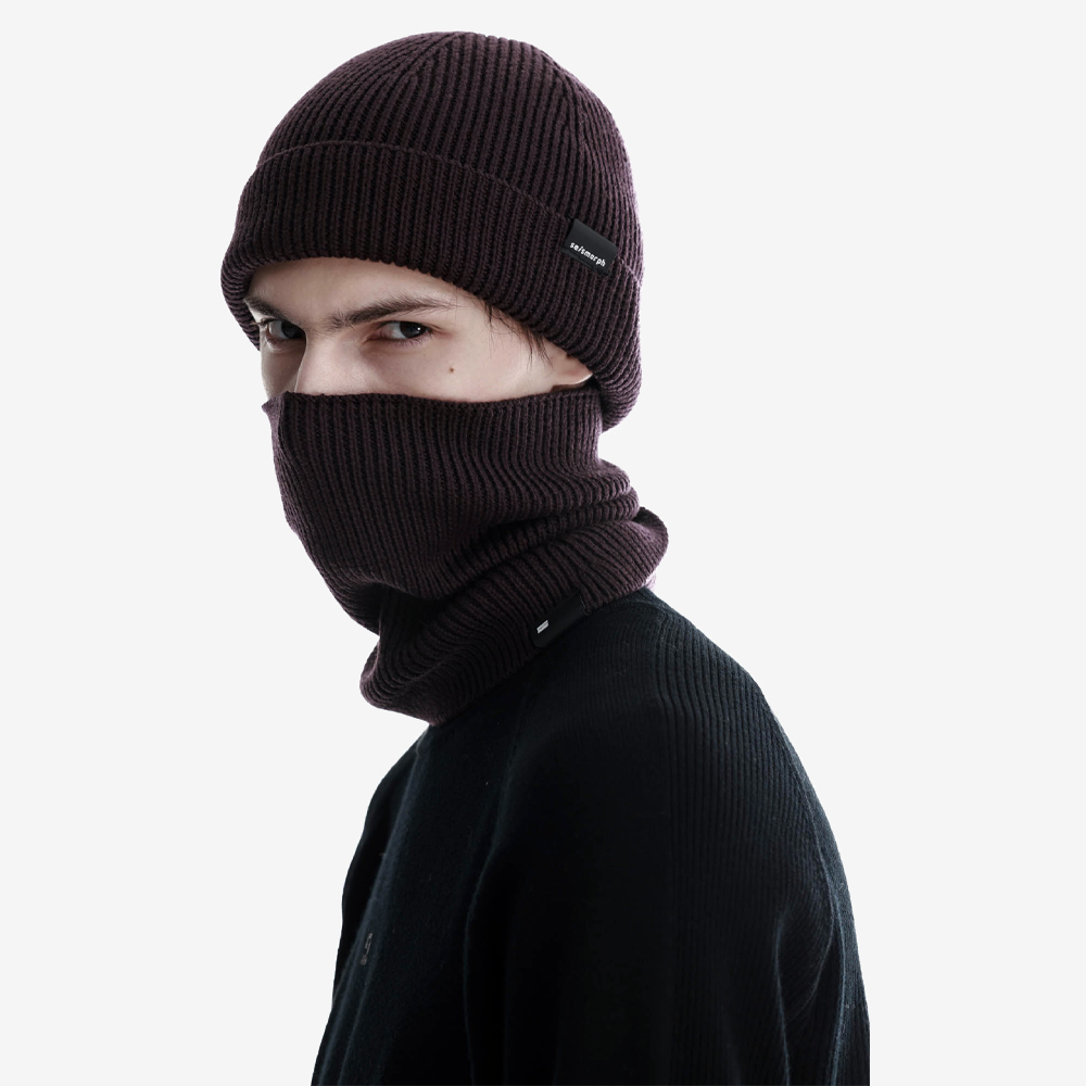 Wool Beanie, Ash/Fig
