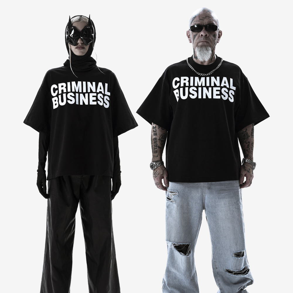CRIMINAL BUSINESS Tee, Black/White
