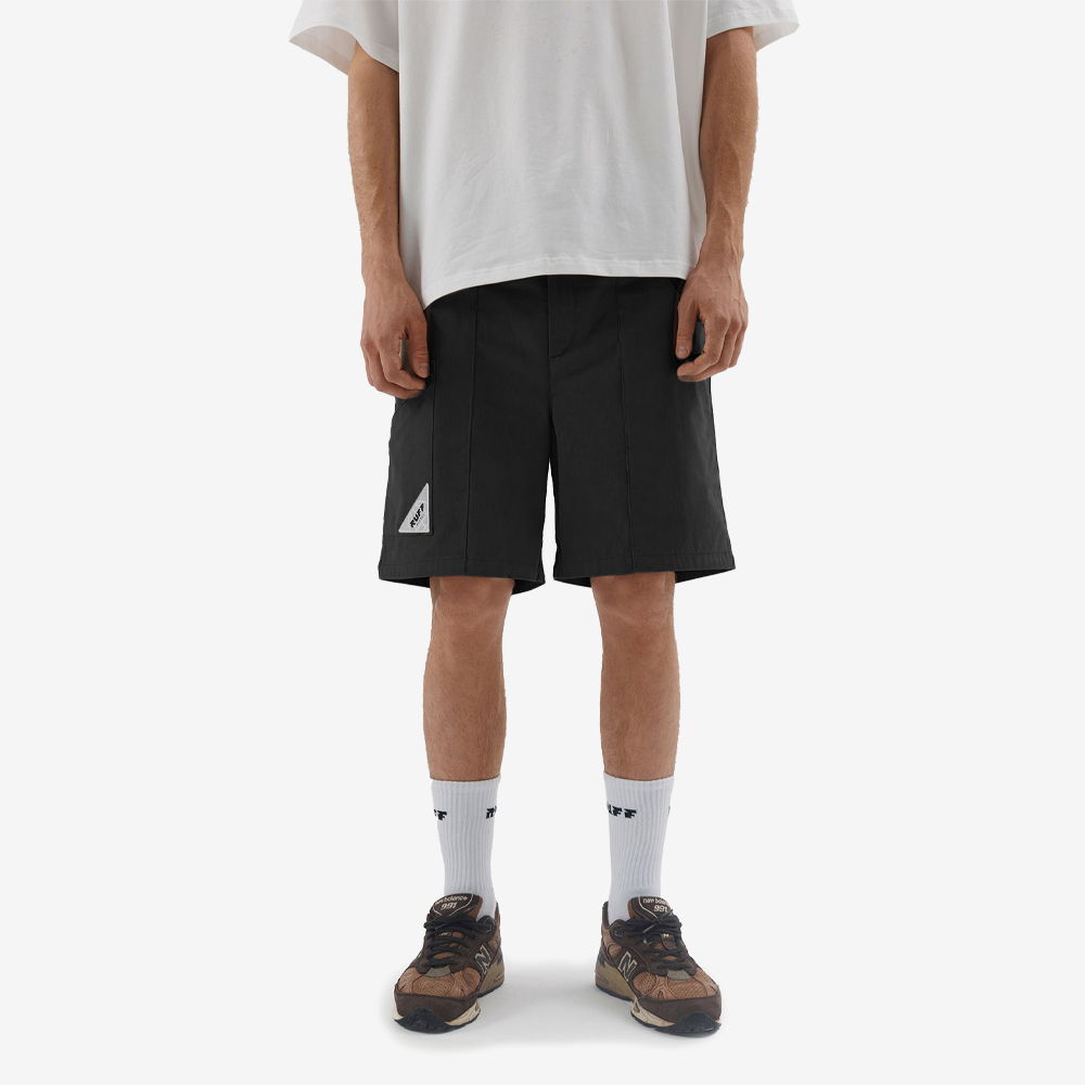 Cargo Embroidered Cursive Shorts, Black#112044