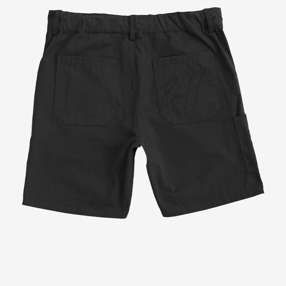 Cargo Embroidered Cursive Shorts, Black#112051