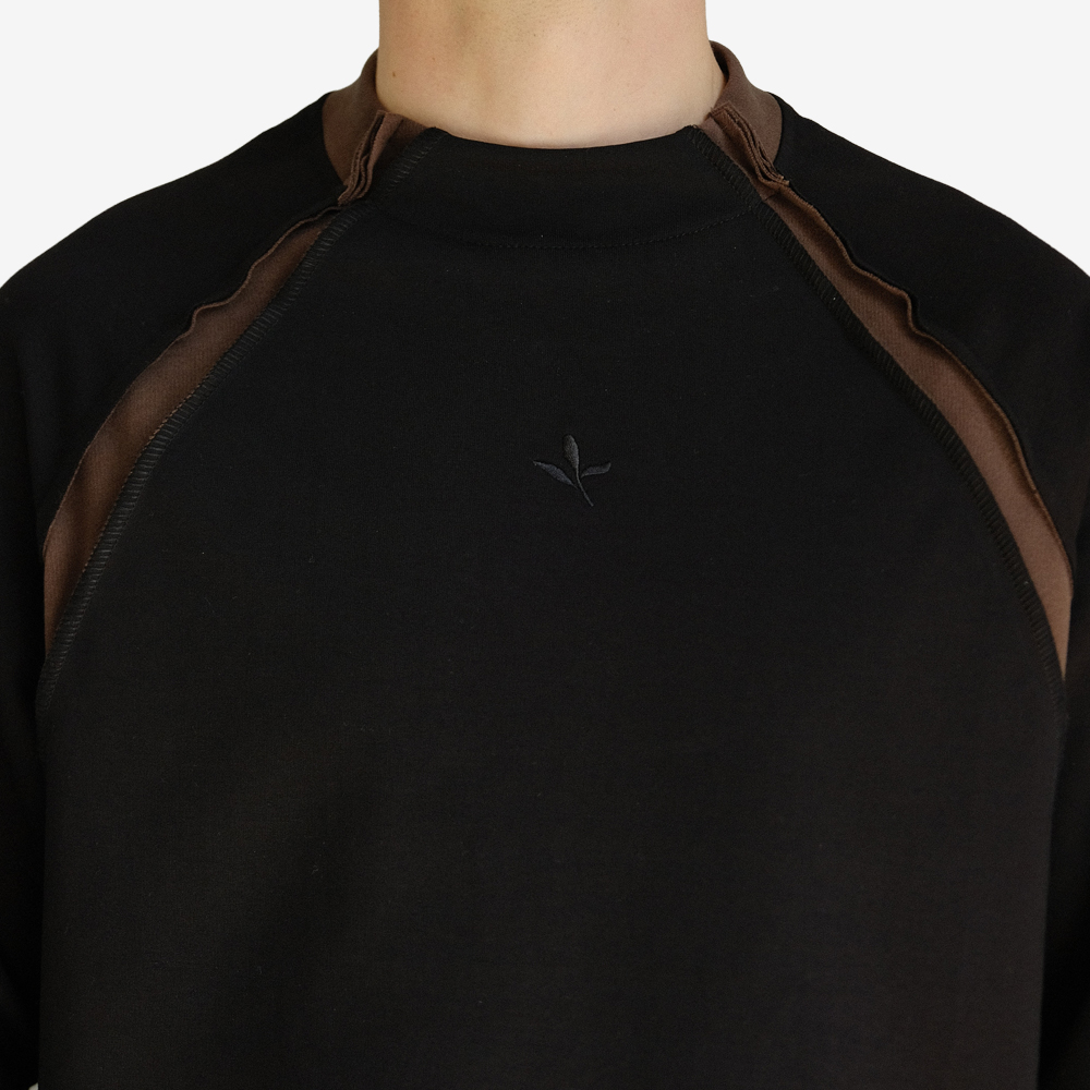 Capsule "in   air" Cotton-Velvet Viscose Longsleeve, Black/Dark Brown#112819