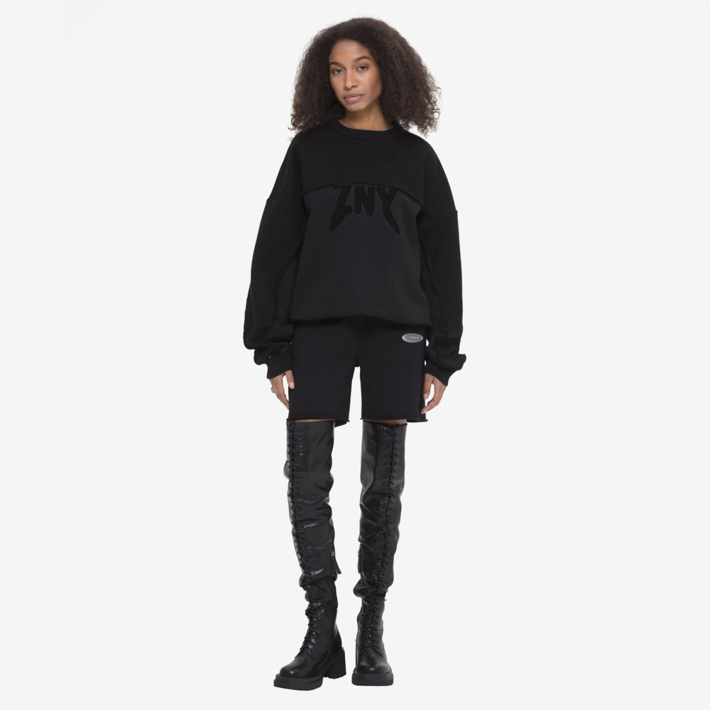 Double Sweatshirt, Black#88668