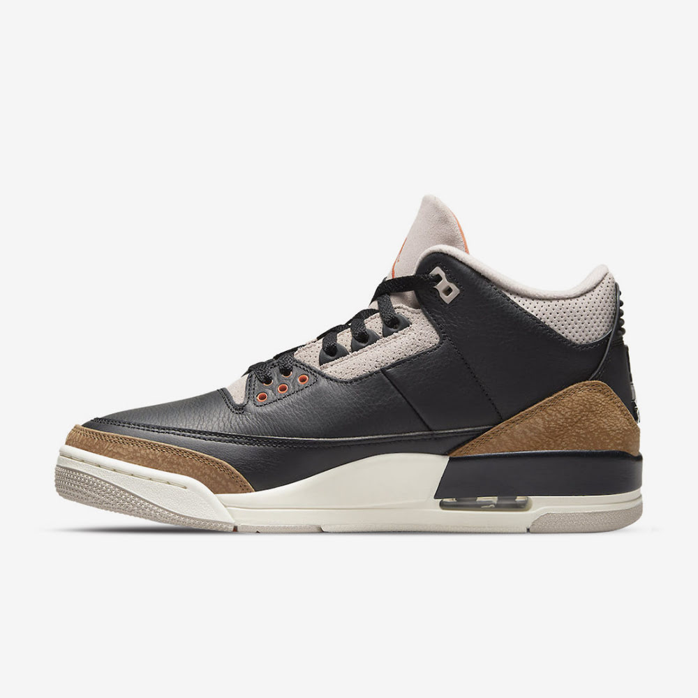 AJ 3 Retro, Black/Rush Orange-Fossil Stone#86549