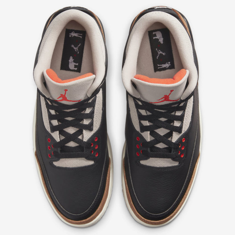 AJ 3 Retro, Black/Rush Orange-Fossil Stone#86551