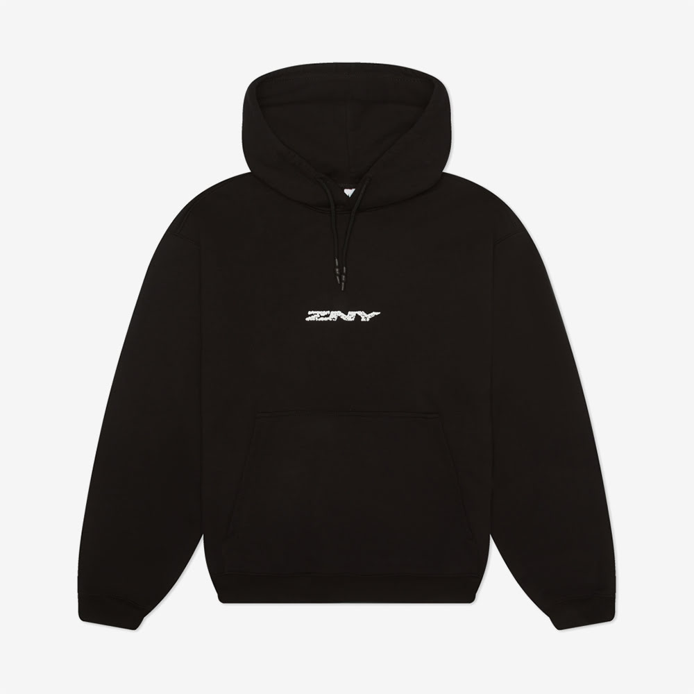 Aged Logo Hoodie, Black/White#93091