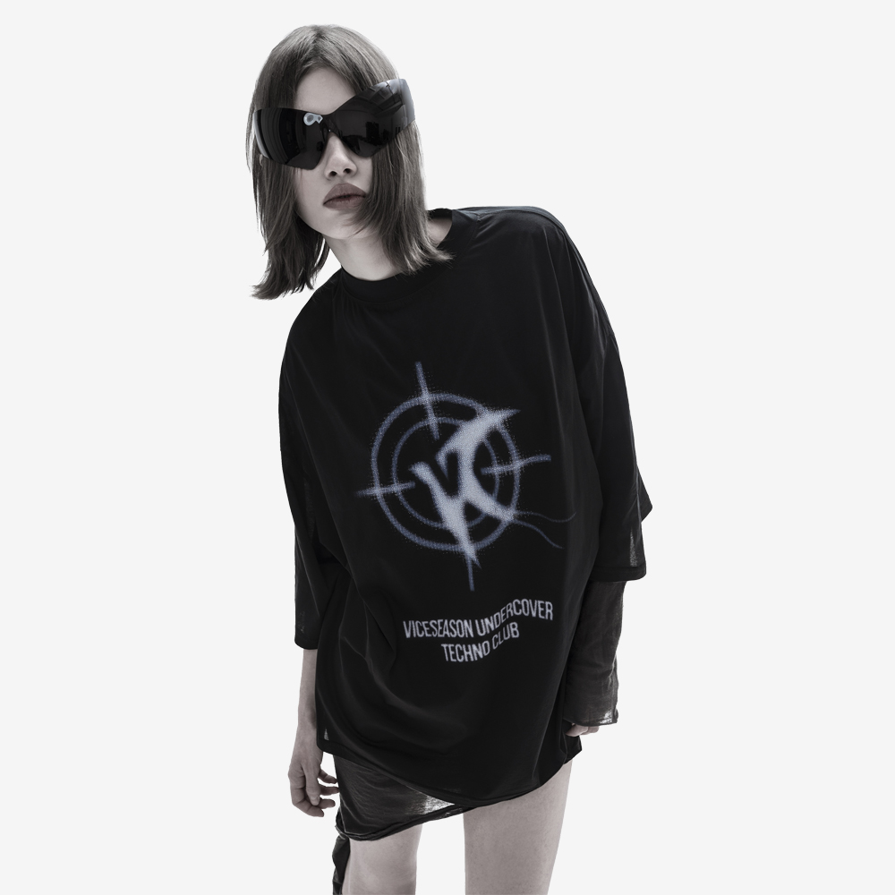 Techno Club Tee, Black/Blue#113038