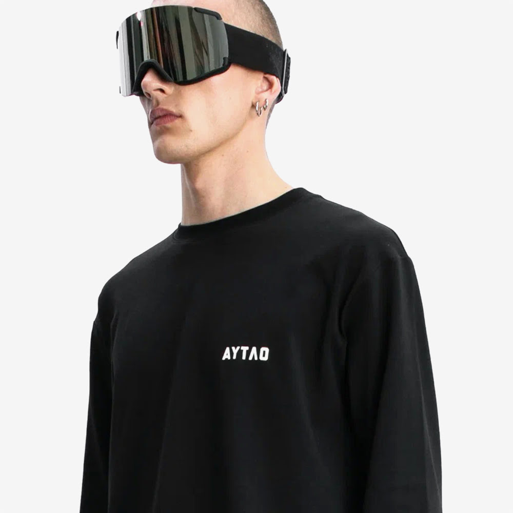 Black Basic Longsleeve, Black/White#85724