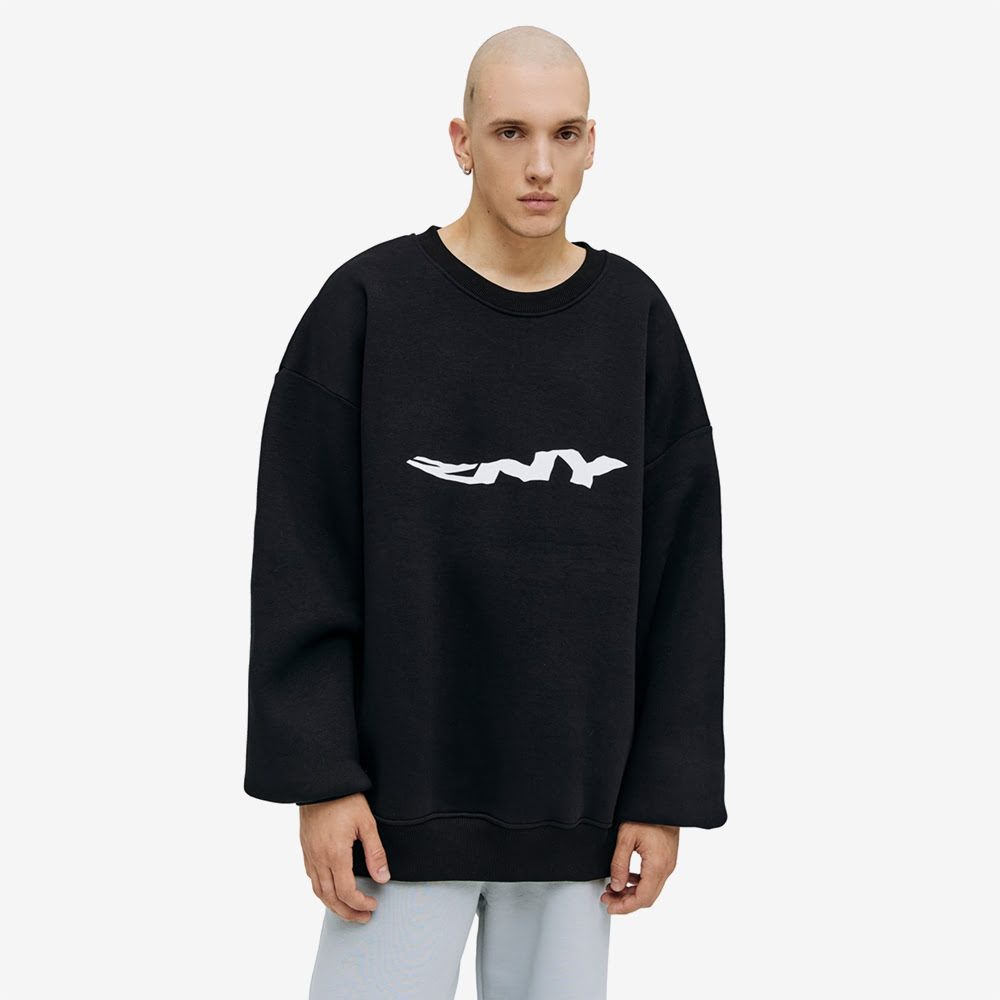 Wavy Logo Sweatshirt, Black#93158