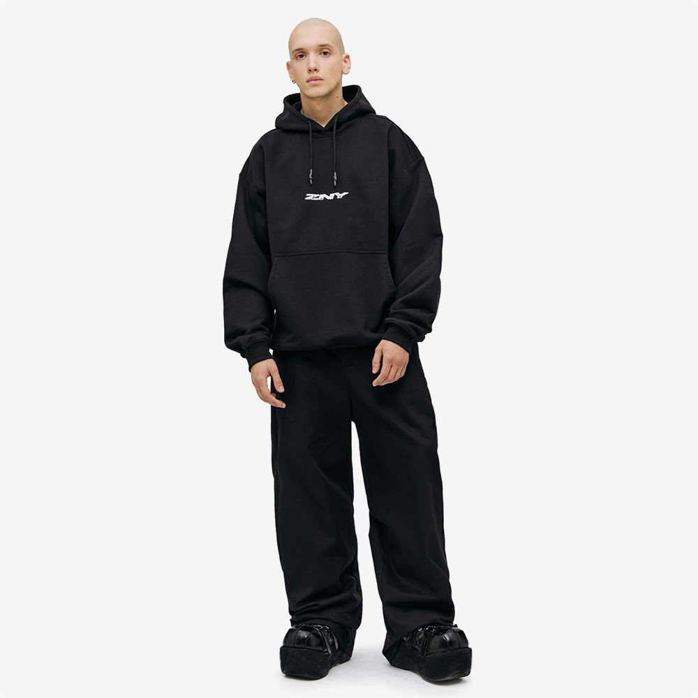 Aged Logo Hoodie, Black/White#93089