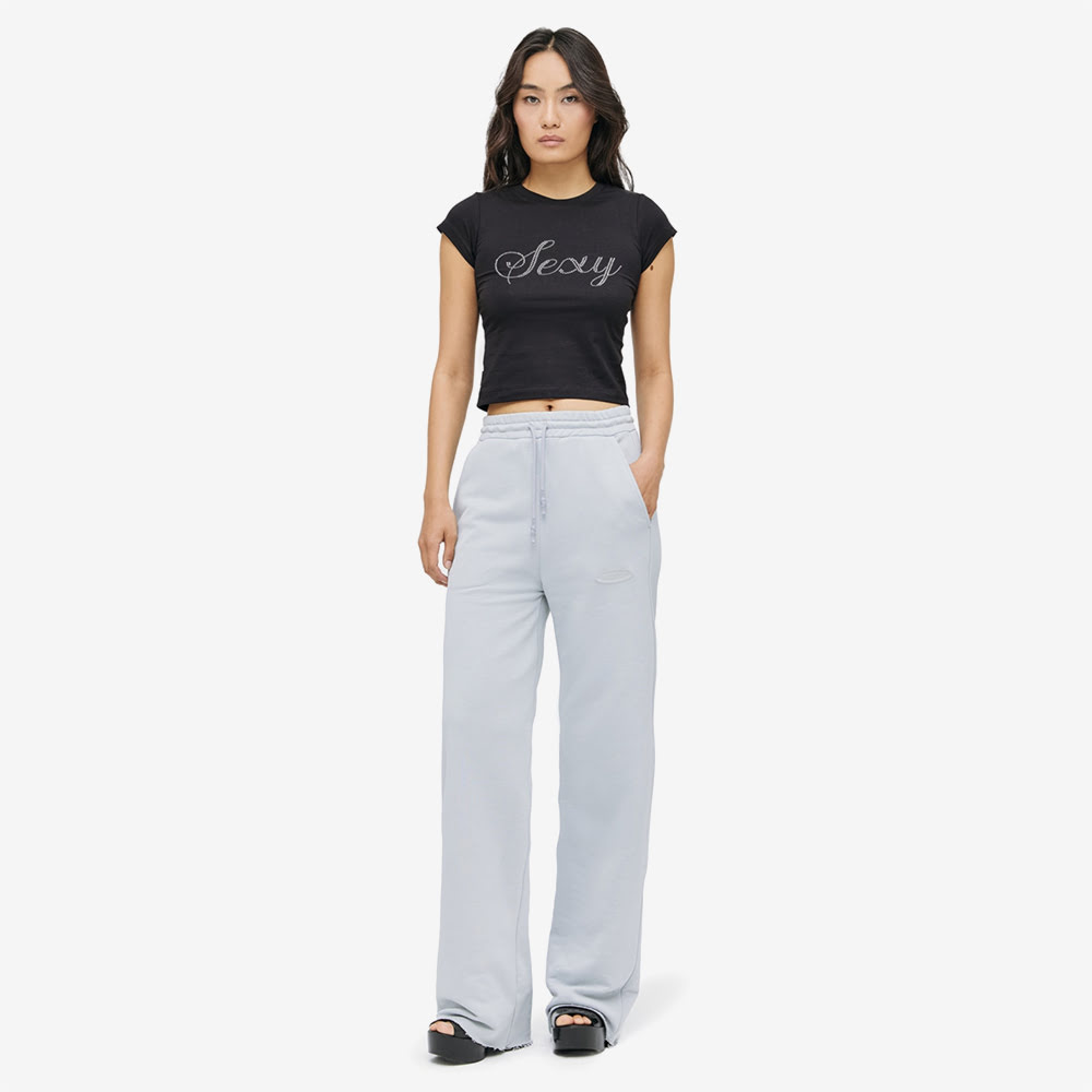 Wide PVC Logo Pants, Grey#93165