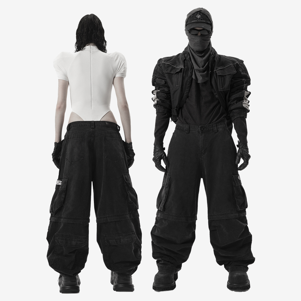 BLACK OPS Cargo Jeans, Black/White