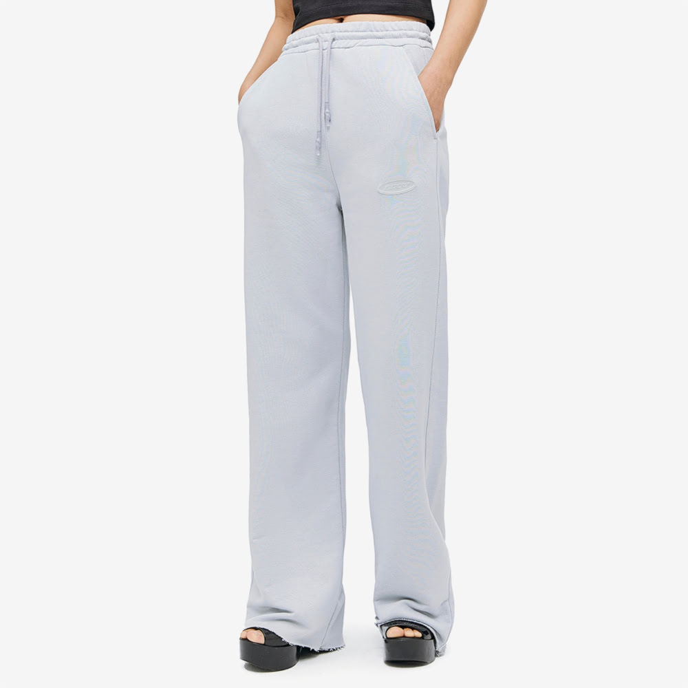 Wide PVC Logo Pants, Grey#93167